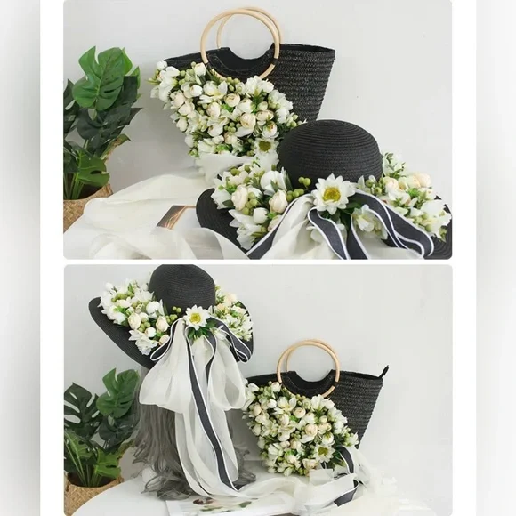 High Quality Handmade Floral Hat and Purse Set display picture 1